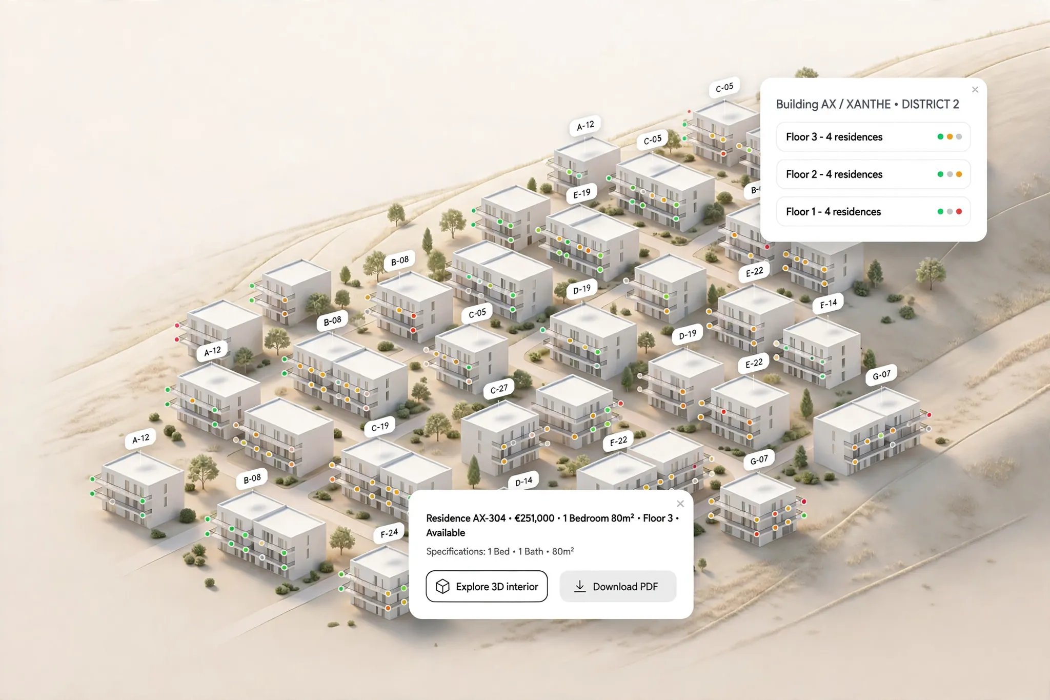 Interactive Web 3D real estate property sales platform developed by Fourthedesign