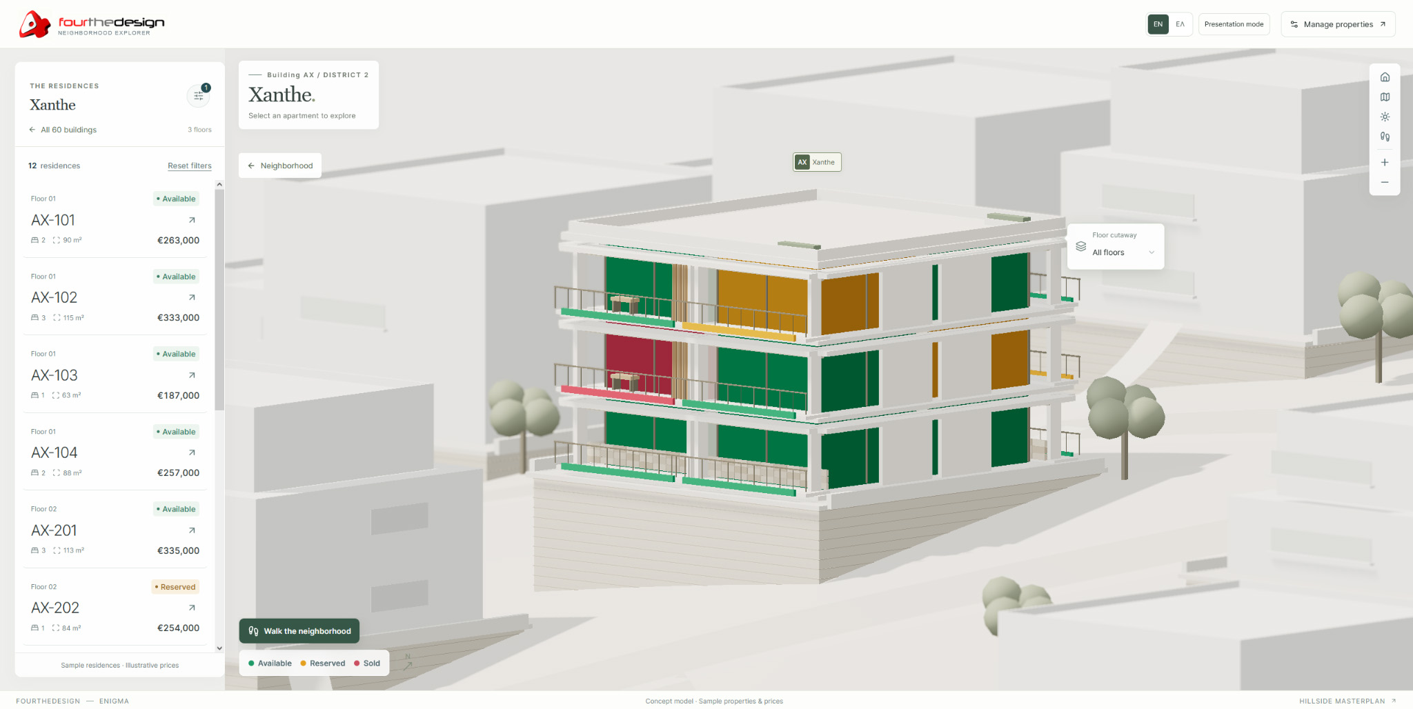 3D real estate property availability visualization
